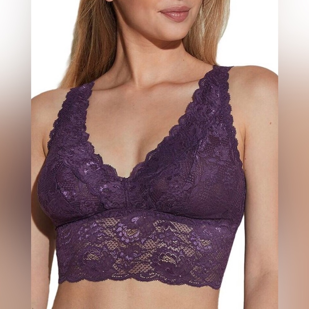 NEW Cosabella Medium ‘Never Say Never’ Plungie Longline Wireless Bralette Purple
